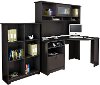 Espresso Oak Corner Desk with Hutch and Bookcase - Cabot -2