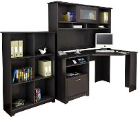 Espresso Oak Corner Desk with Hutch and Bookcase - Cabot-2
