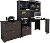 Espresso Oak Corner Desk with Hutch and Lateral File - Cabot -2