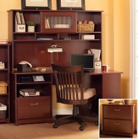 Harvest Cherry Corner Desk with Hutch and Lateral File - Cabot