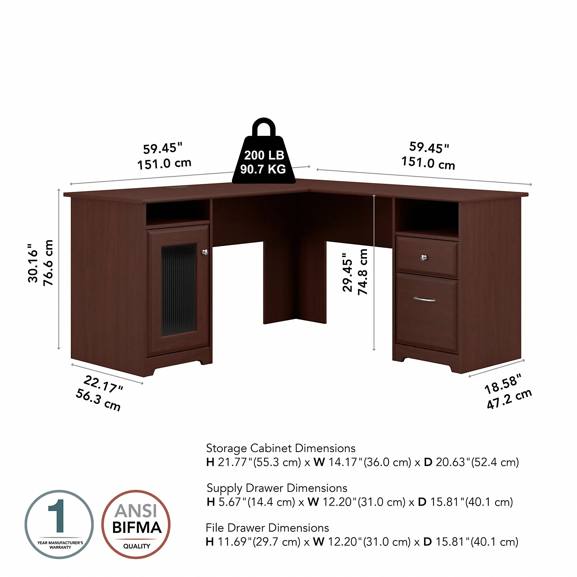 WC31430-03K Cabot Cherry 60 Computer L-Desk-5