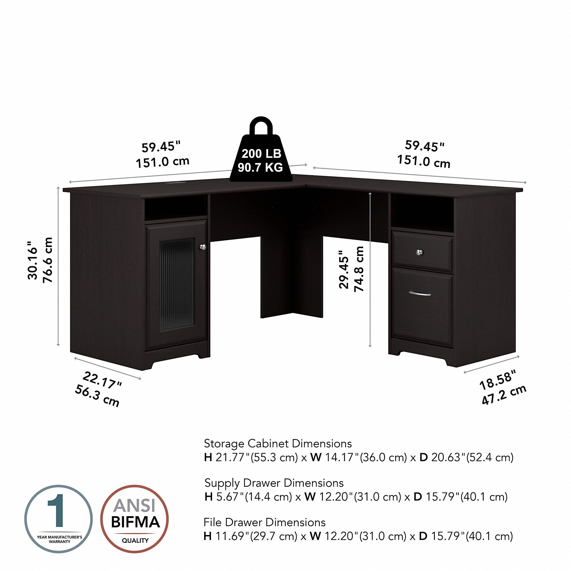 Espresso Oak L-Desk (60 Inch) - Cabot-5
