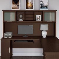Mocha Cherry 72W L Shaped Desk Hutch - Somerset-5