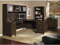 Mocha Cherry 72W L Shaped Desk Hutch - Somerset-6