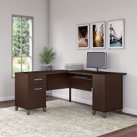Mocha Cherry 60W L Shaped Desk - Somerset