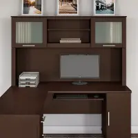 WC81831 Somerset Mocha Cherry 60W L Shaped Desk Hutch