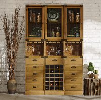 9PC:COO/CHINACABINET Ink+Ivy Cooper Elm 9 Piece Rustic Industrial China Cabinet