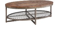 SHE-101COCKTAIL Wood & Metal Rustic Oval Coffee Table - Ink+Ivy Sheridan