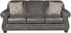 Classic Traditional Charcoal Gray Leather Sofa - London