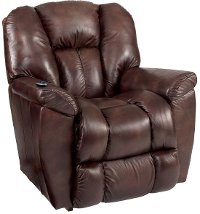 10-582LH827775RECL Mahogany Leather Reclina-Rocker® Manual Recliner - Maverick