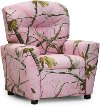 Pink Camouflage Upholstered Kids Recliner - Real Tree -2