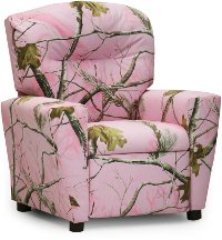 Pink Camouflage Upholstered Kids Recliner - Real Tree -2