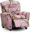 Real Tree Pink Camouflage Upholstered Kids Recliner