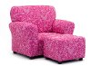 Candy Pink Club Chair and Ottoman Set - Small Paisley