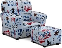 All Sports American Blue Club Chair and Ottoman Set