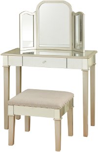 Silver Leaf Mirror Vanity Set