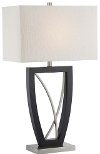 Polished Steel and Walnut Table Lamp