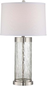 Polished Steel and Glass Table Lamp