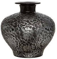Hydrocal Two Tone Black and Silver Ceramic Vase
