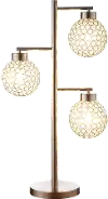 M1832/CRYSTALBALL 30 Inch Metal-Sand Chrome Table Lamp With Crystal Shades