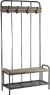 Wood and Metal Hall Tree with Bench