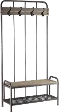 Wood and Metal Hall Tree with Bench