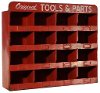 Distressed Red Metal Tool Bin