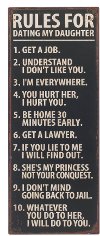 Rules For Dating My Daughter Wall Sign