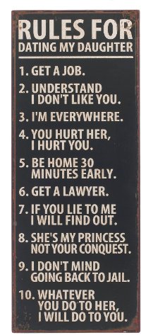 Rules For Dating My Daughter Wall Sign