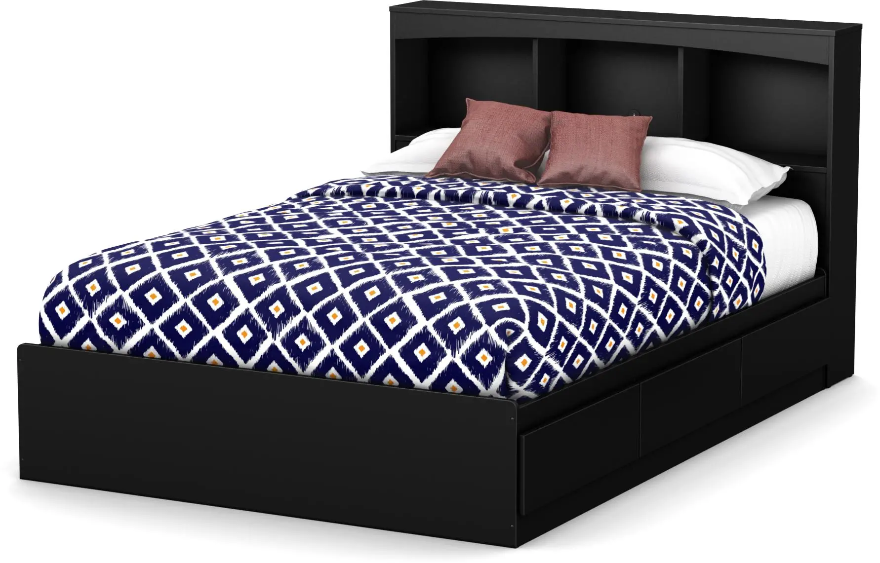 3107079 Step One Black Full Size Bookcase Headboard-3