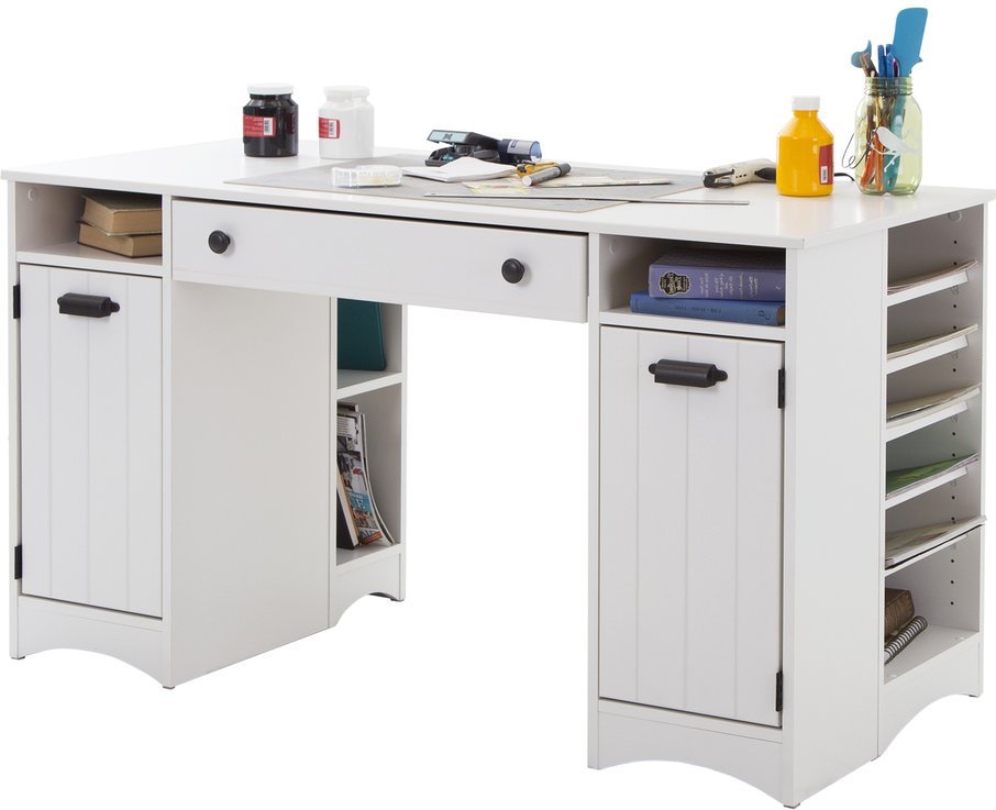 7260727 White Craft Table with Storage - Artwork-2