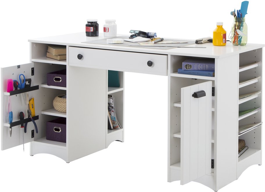 7260727 White Craft Table with Storage - Artwork-3