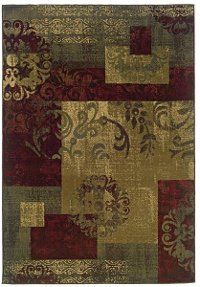 8 x 10 Large Red, Green, and Gold Area Rug - Tybee