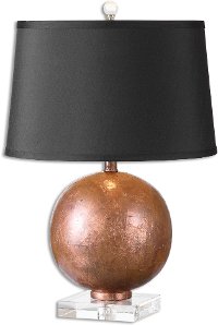 Copper Table Lamp with Crystal Foot