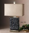 Distressed Charcoal Blue Ceramic Table Lamp-2