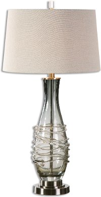 Translucent Charcoal Gray Glass Table Lamp