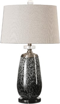 Mottled Charcoal Glass Table Lamp