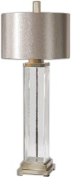 Clear Glass Table Lamp with Brushed Nickel Accents