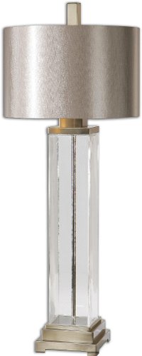 Clear Glass Table Lamp with Brushed Nickel Accents