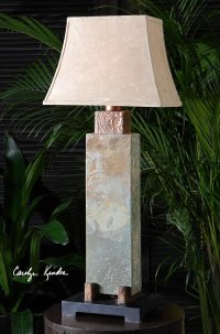 Tall Slate and Hammered Copper Table Lamp-2