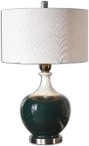 Dark Bronze Ceramic Table Lamp with an Aged Ivory Drip