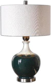 Dark Bronze Ceramic Table Lamp with an Aged Ivory Drip