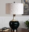 Dark Bronze Ceramic Table Lamp with an Aged Ivory Drip-2