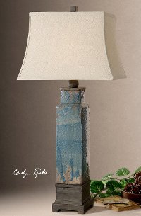 Distressed Blue Glaze Ceramic Table Lamp-2