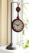 28 Inch Metal and Glass Pulley Clock on Stand