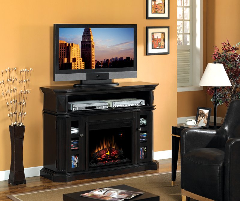 54 Inch Espresso Brown TV Stand and Fireplace - Bellemeade ...
