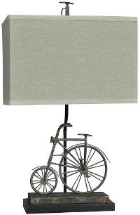 Big Wheel Rusted Blue Table Lamp