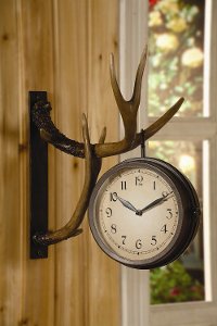 Resin Faux Antler Wall Mount with Wall Clock