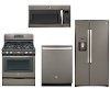 4PC-SLATE-SXS-GAS GE 4 Piece Kitchen Appliance Package with Gas Range with Edge-to-Edge Cooktop - Slate