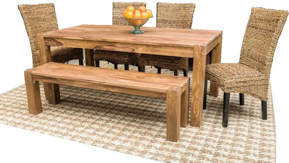 5 Piece Dining Set - Sotto Sheesham and Rattan -1